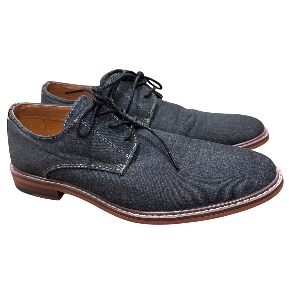 J75 by Jump Padrino Lace Up Dress Shoes Blk Denim Men 7 Preppy Office Casual